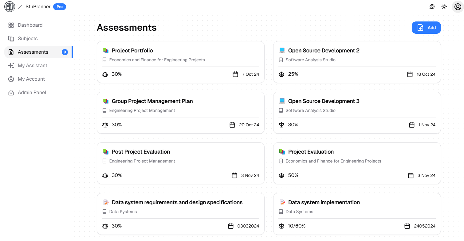 Assessment List